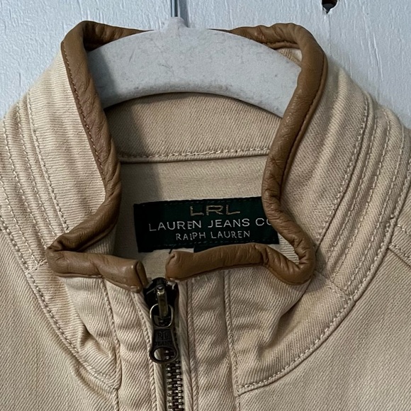 Lauren Ralph Lauren Women Jacket Large Leather Detail Cotton Blended - Picture 7 of 10